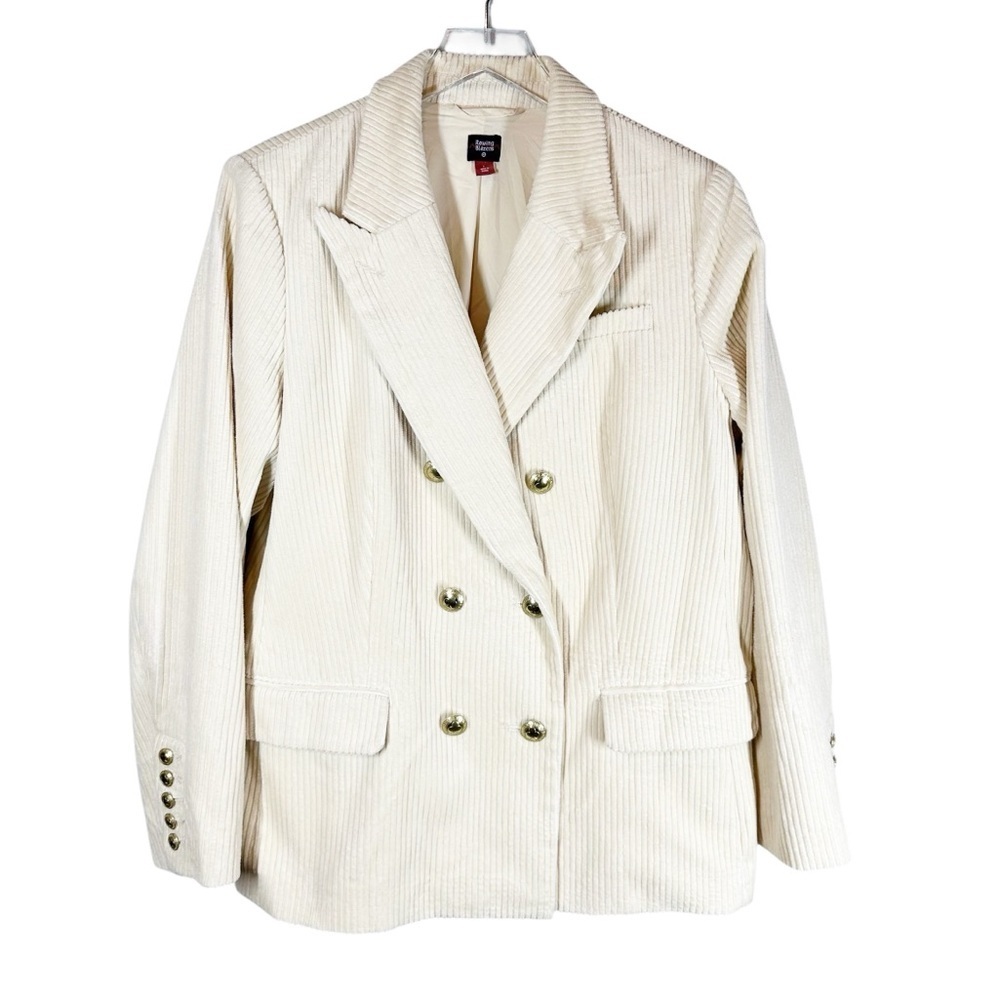 ROWLING BLAZERS Target Colab Women's Large Ivory Corduroy Double Breasted Blazer